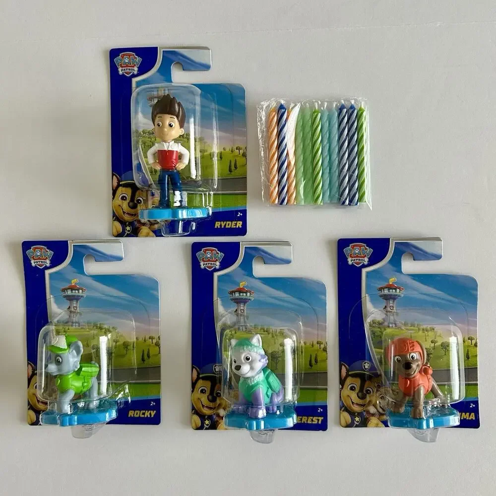 Paw Patrol Cake Topper Set – 4 Figures & 12 Matching Candles NEW SEALED